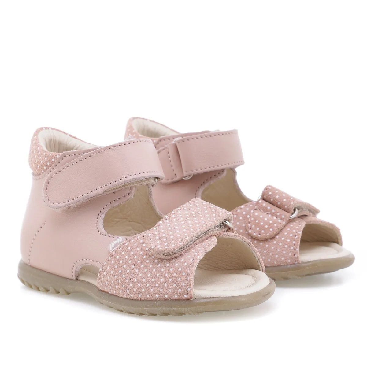 (2431B-6) Emel pink polka dots velcro Sandals