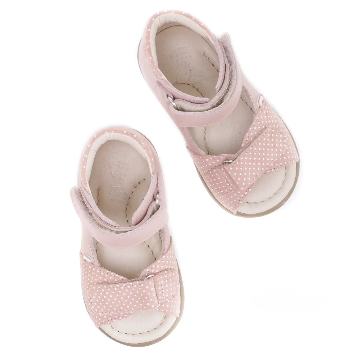 (2431B-6) Emel pink polka dots velcro Sandals