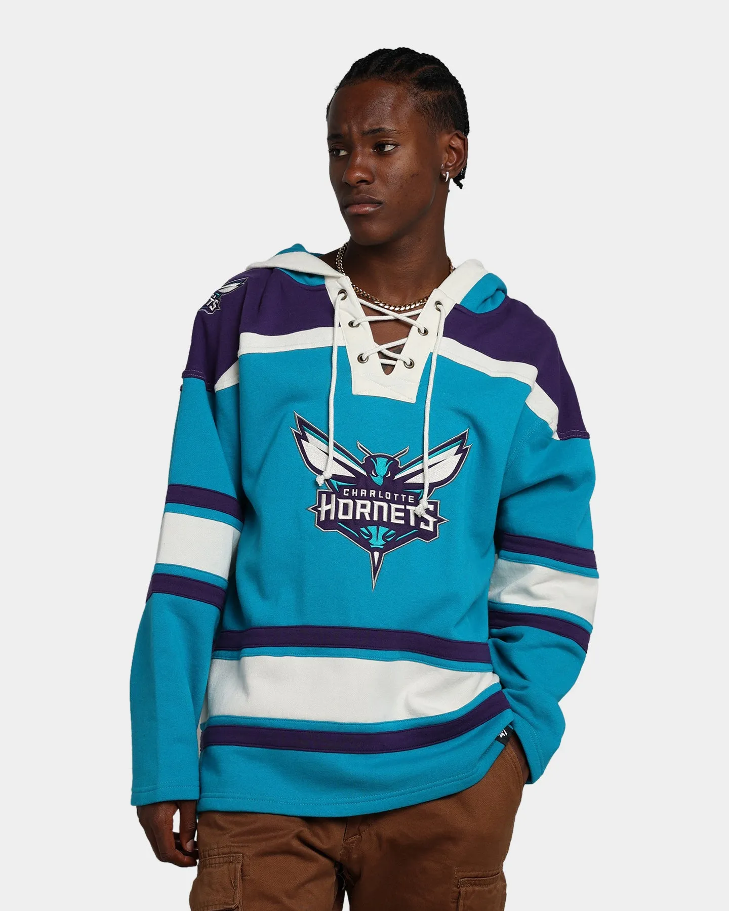 47 Brand Charlotte Hornets Superior Lacer Hoodie Neptune