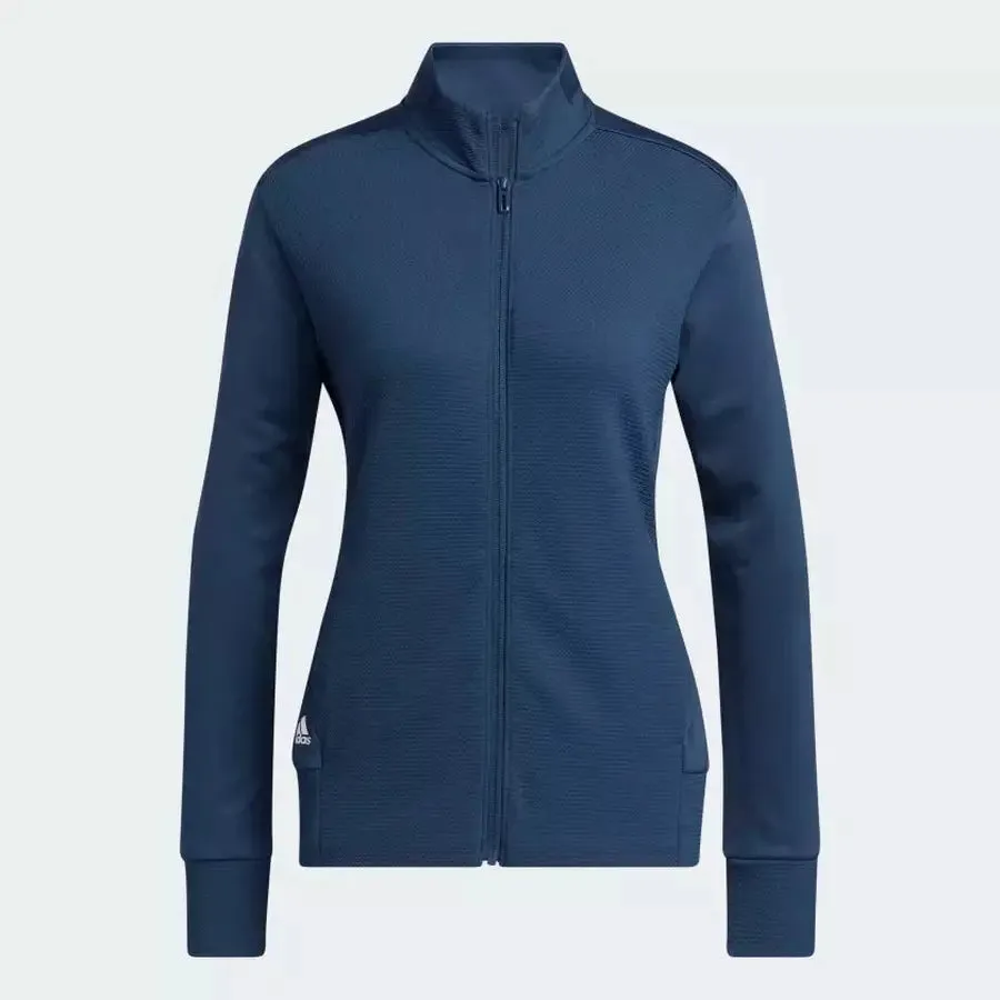 Adidas Ladies Textured Full-Zip Jacket - Navy