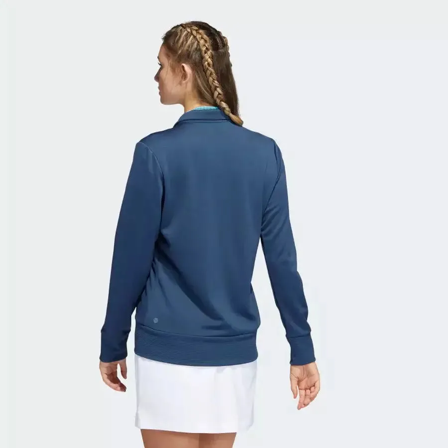 Adidas Ladies Textured Full-Zip Jacket - Navy