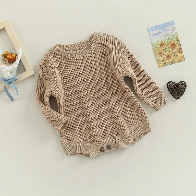 Baby Deluxe Sweater Knit Long Sleeve Romper Onesie Layette