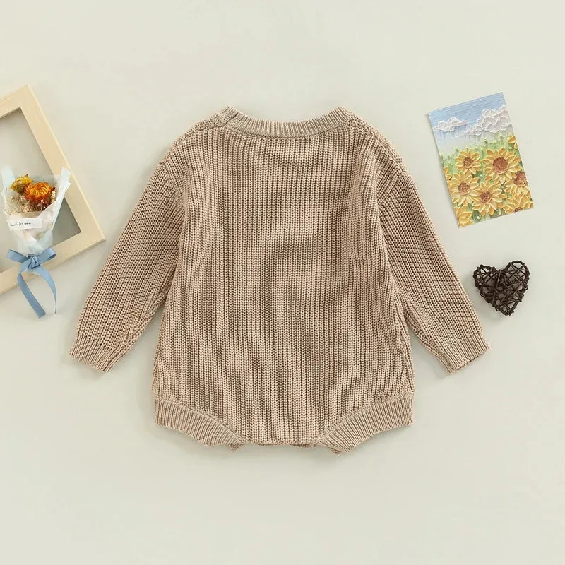 Baby Deluxe Sweater Knit Long Sleeve Romper Onesie Layette