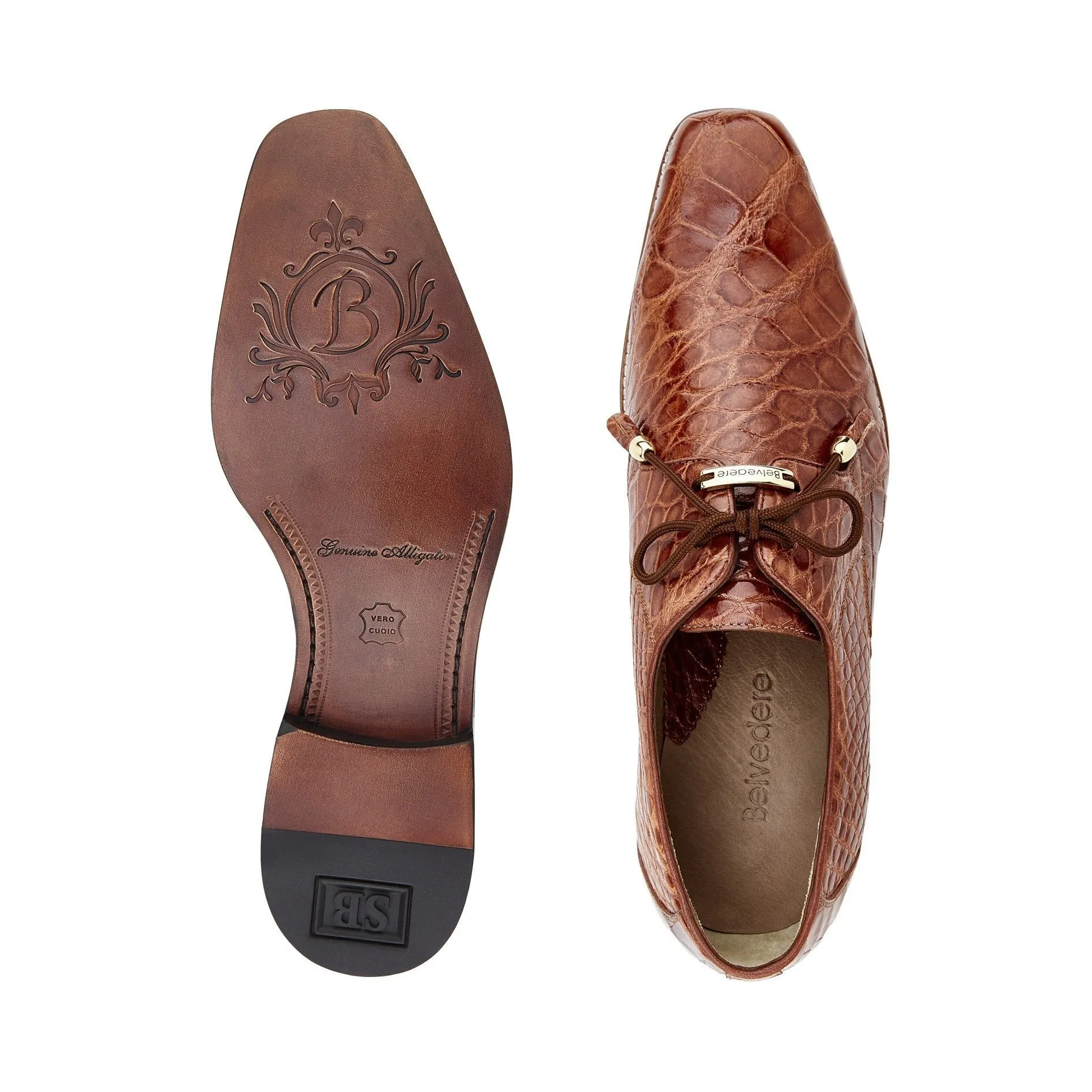 Belvedere - Lago, Genuine Alligator Dress Shoe - Cognac - 14010