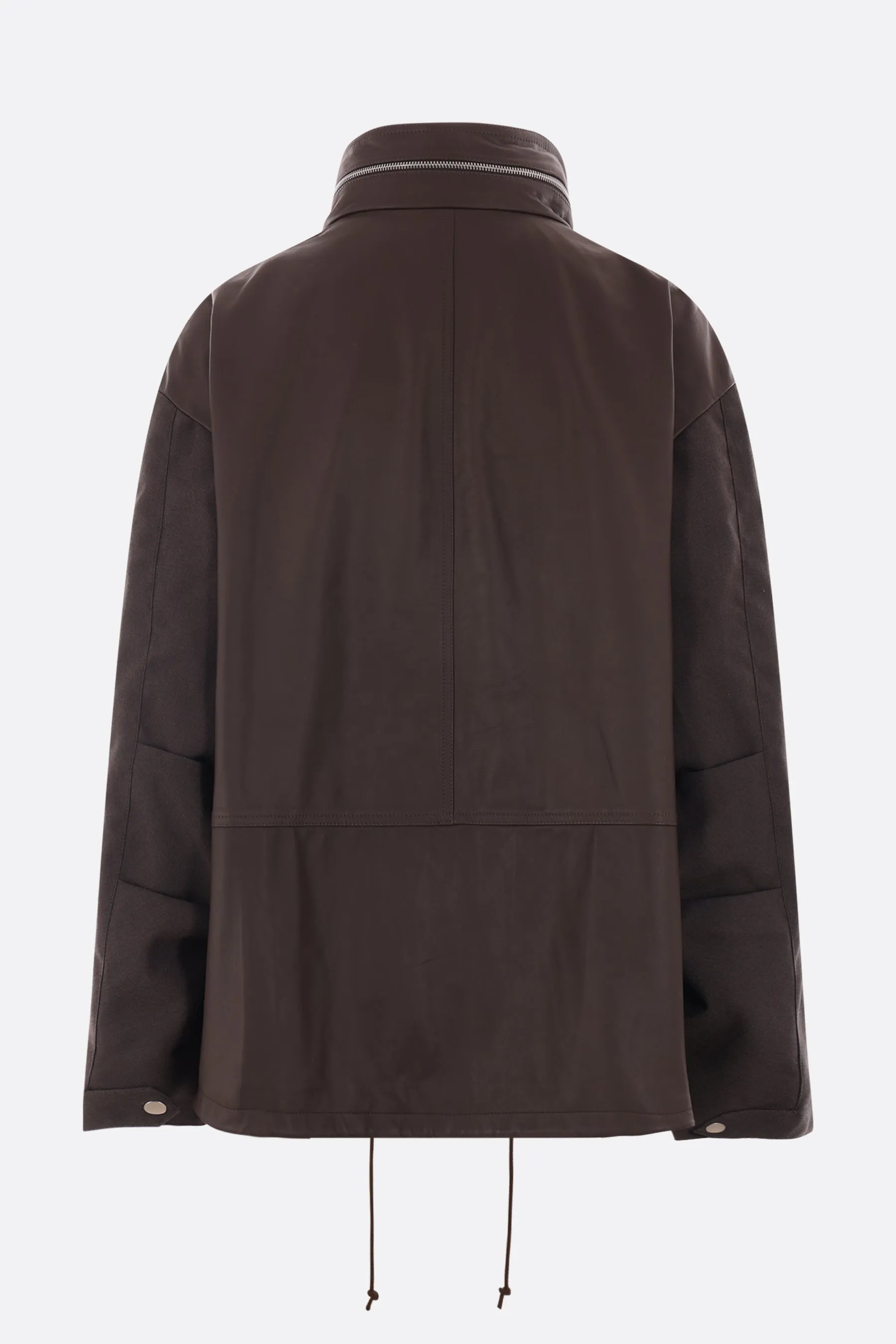 Carico technical canvas and leather oversized jacket