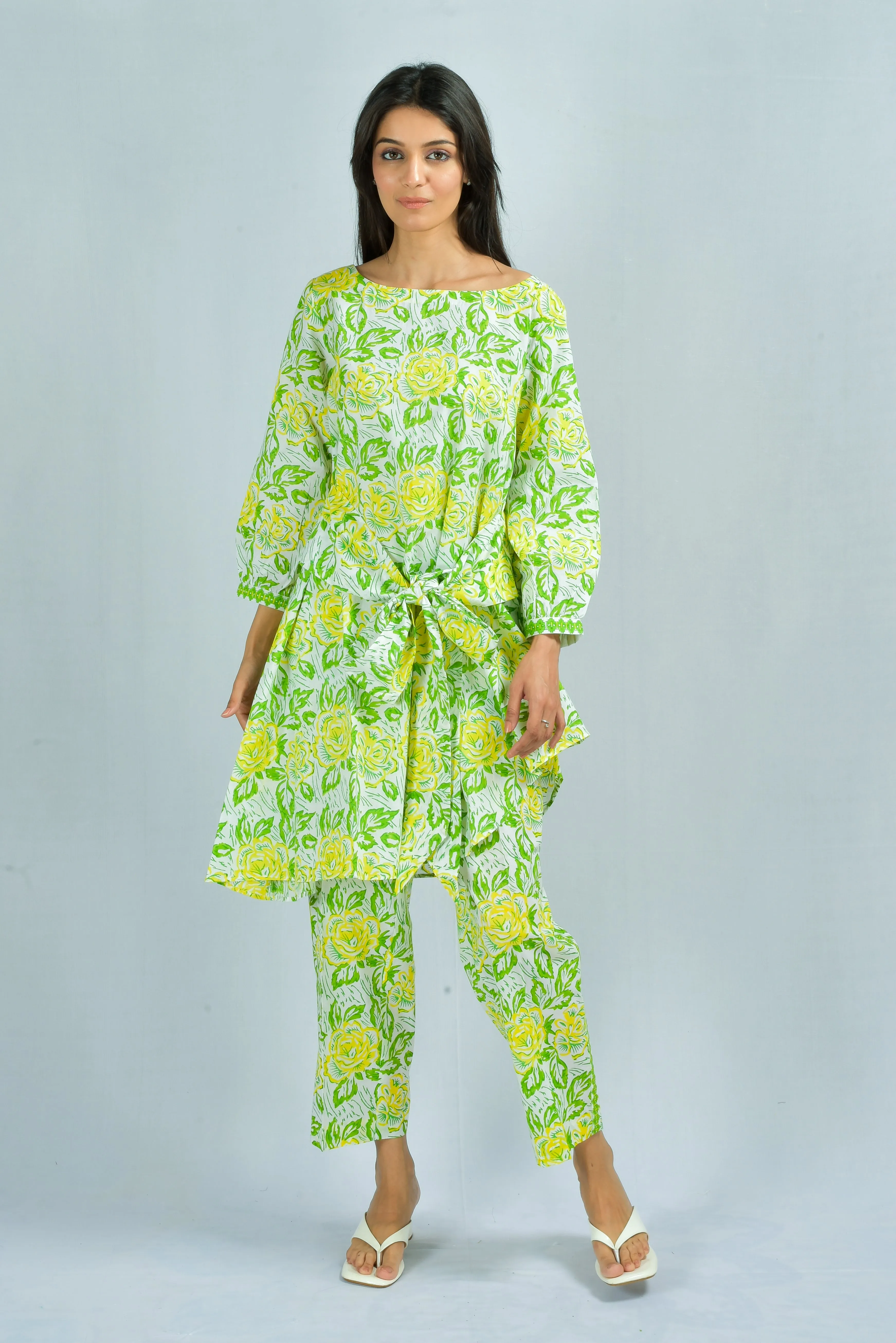 Chaitali tie-up Co-ord Set Block Printed