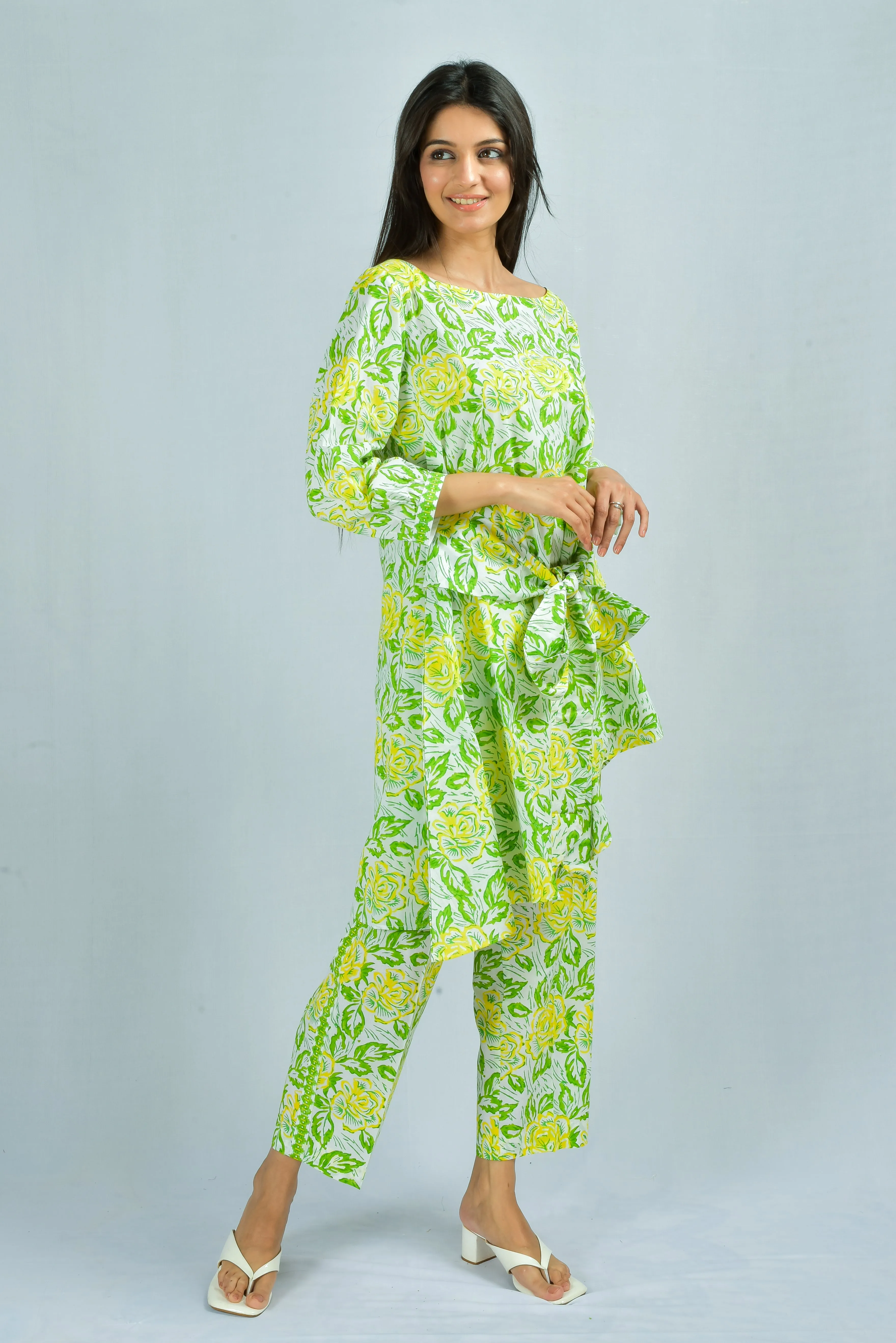 Chaitali tie-up Co-ord Set Block Printed