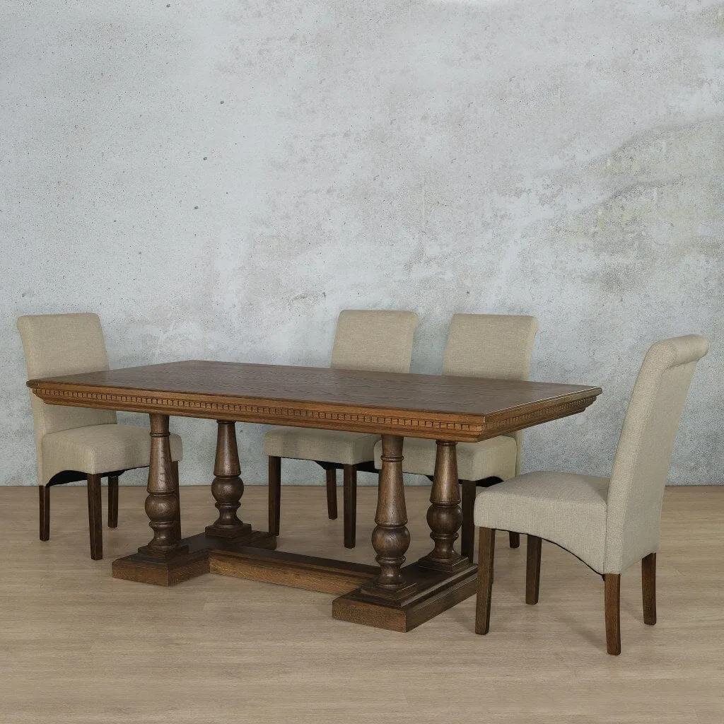 Charlotte Fluted Wood Top & Windsor 6 Seater Dining Set