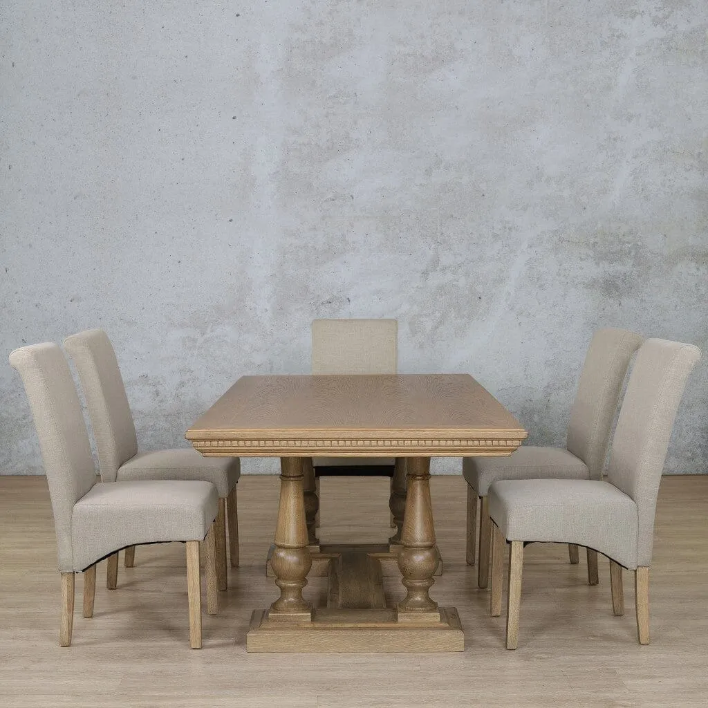 Charlotte Fluted Wood Top & Windsor 6 Seater Dining Set