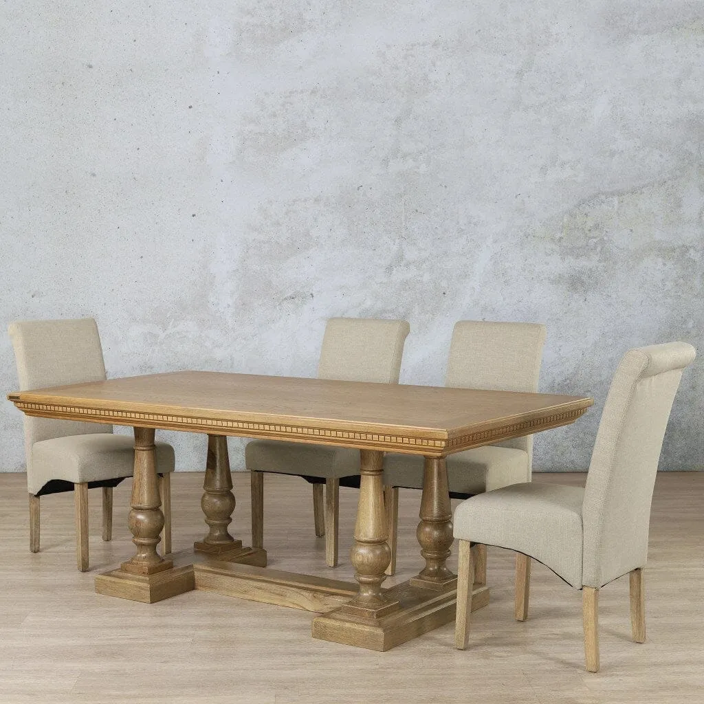 Charlotte Fluted Wood Top & Windsor 6 Seater Dining Set