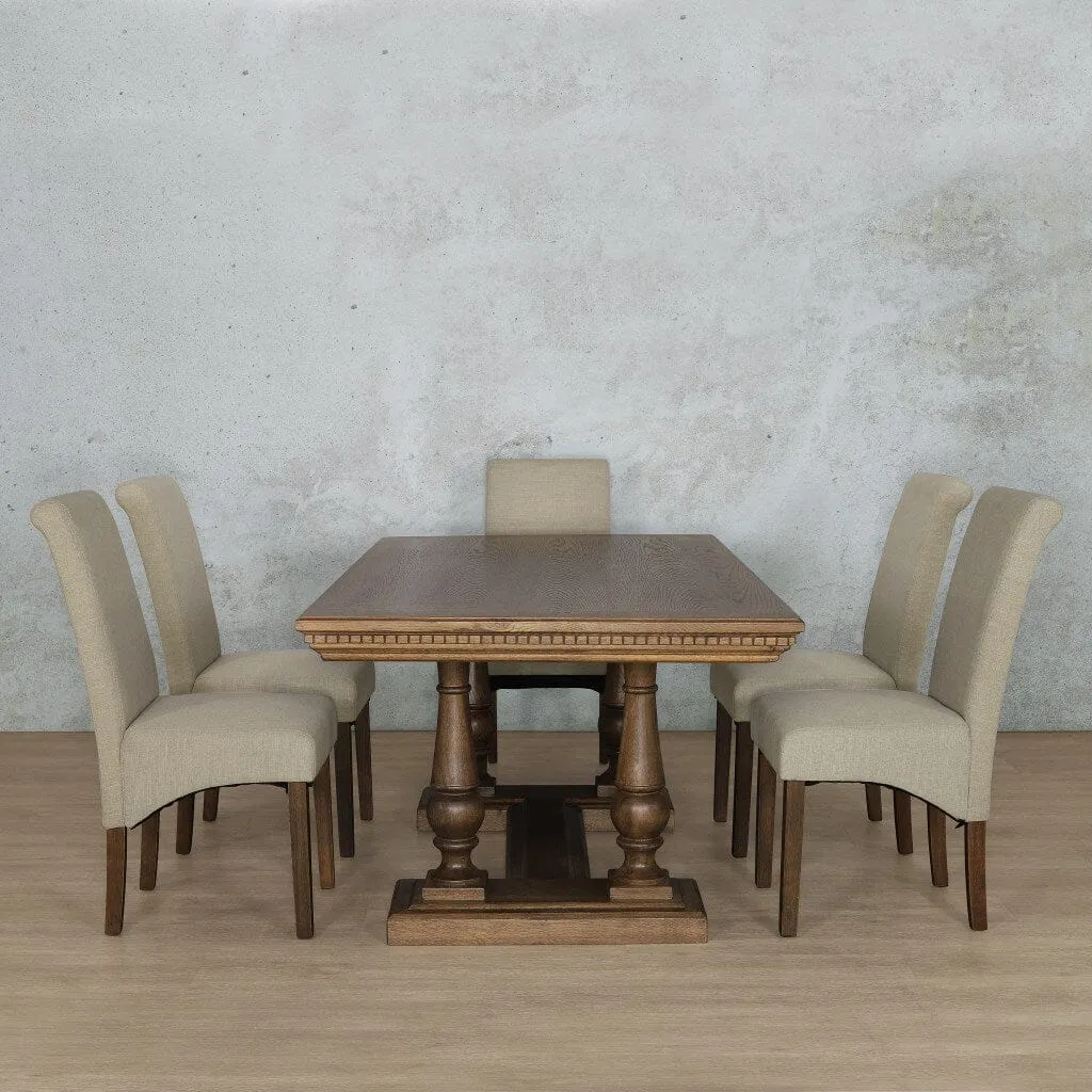 Charlotte Fluted Wood Top & Windsor 6 Seater Dining Set