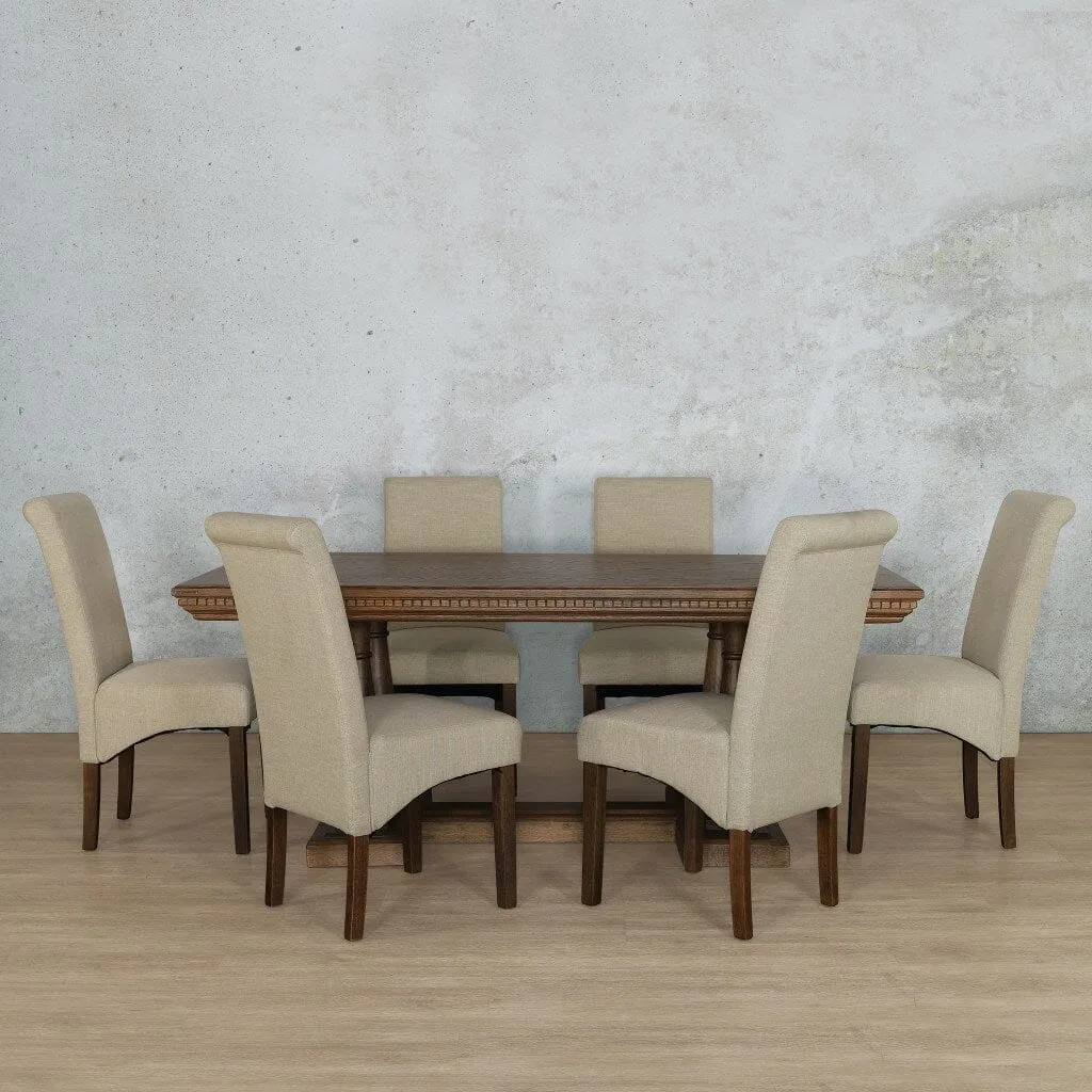 Charlotte Fluted Wood Top & Windsor 6 Seater Dining Set