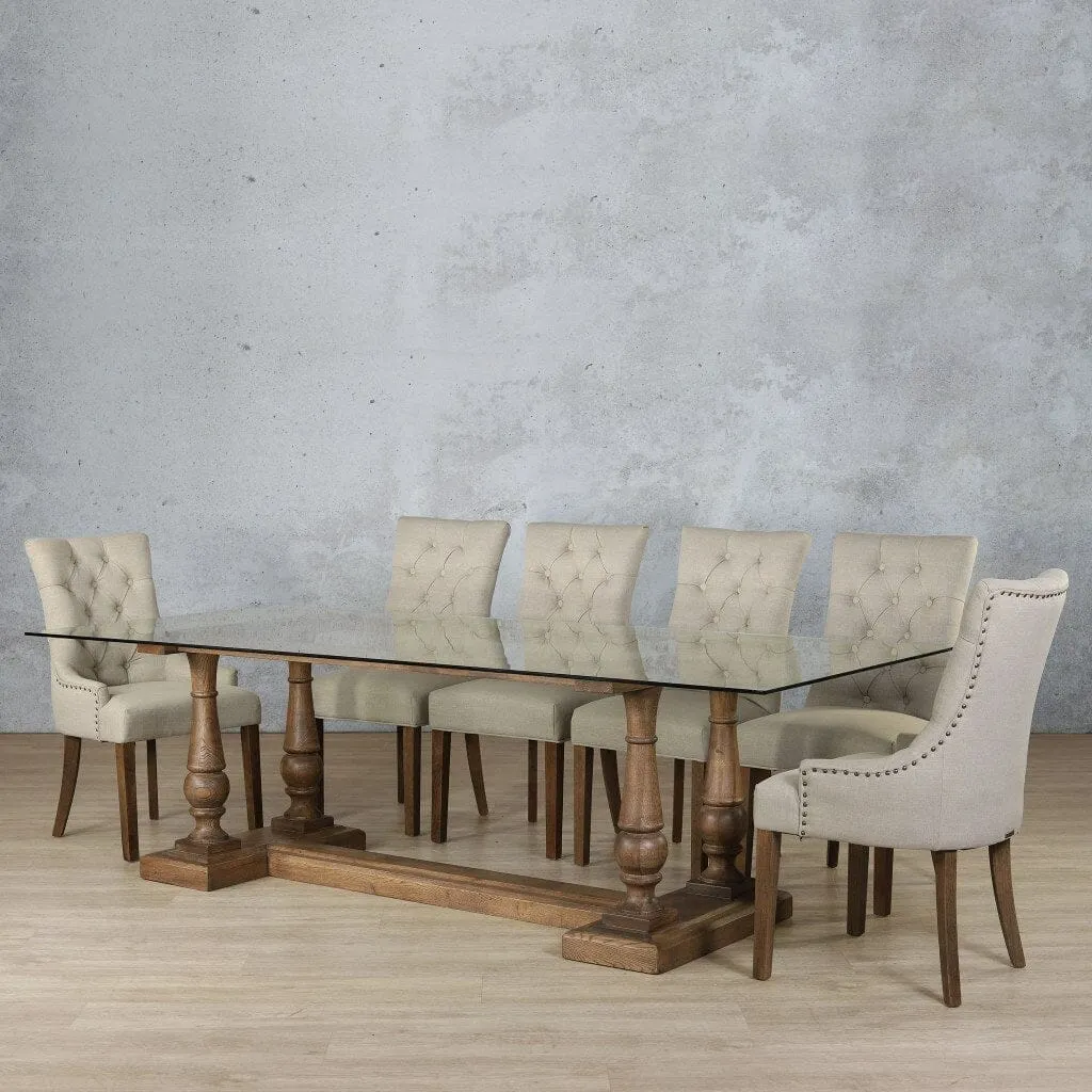 Charlotte Glass Top & Duchess 10 Seater Dining Set