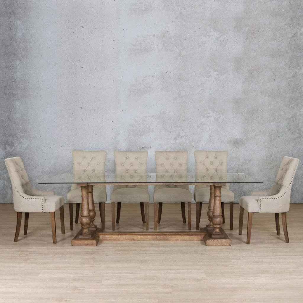 Charlotte Glass Top & Duchess 10 Seater Dining Set