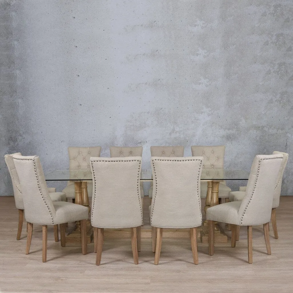 Charlotte Glass Top & Duchess 10 Seater Dining Set