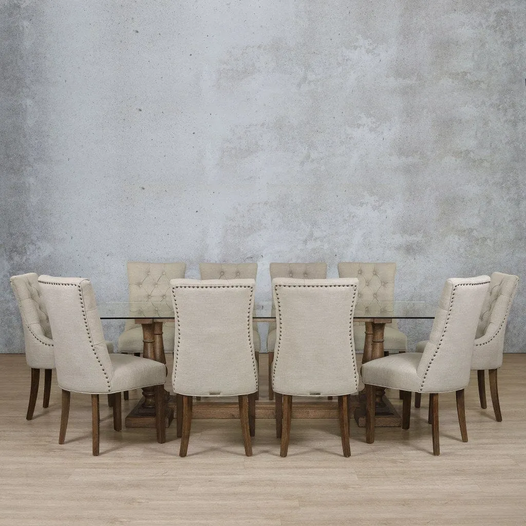 Charlotte Glass Top & Duchess 10 Seater Dining Set