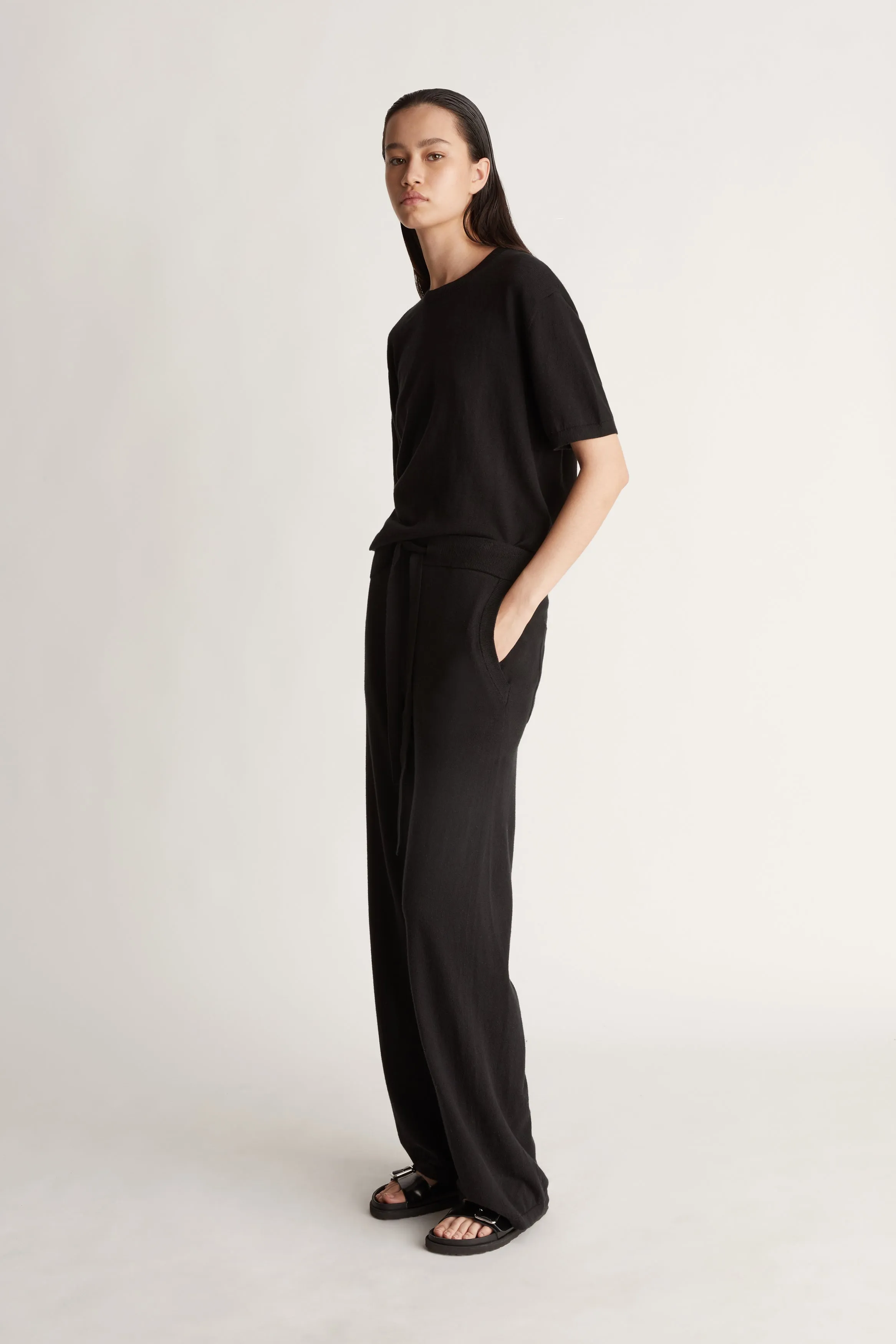 Cotton Cashmere Wide Leg Pant