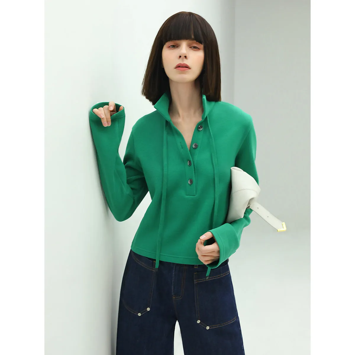 Emerald Green Collared Polo Top