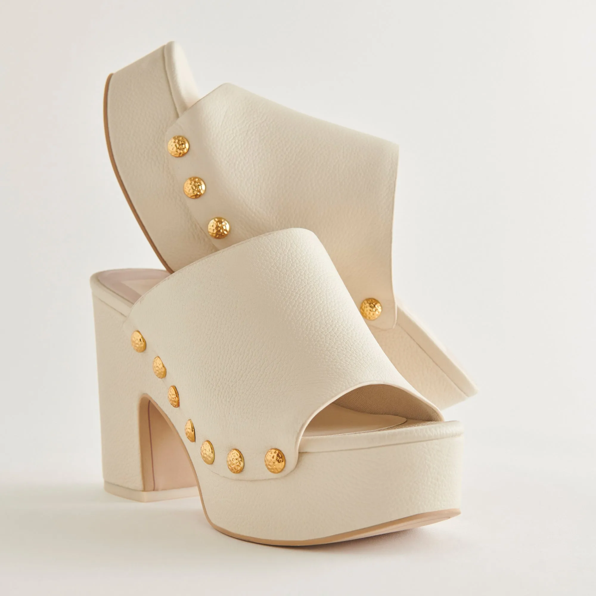 EMOL HEELS OFF WHITE LEATHER