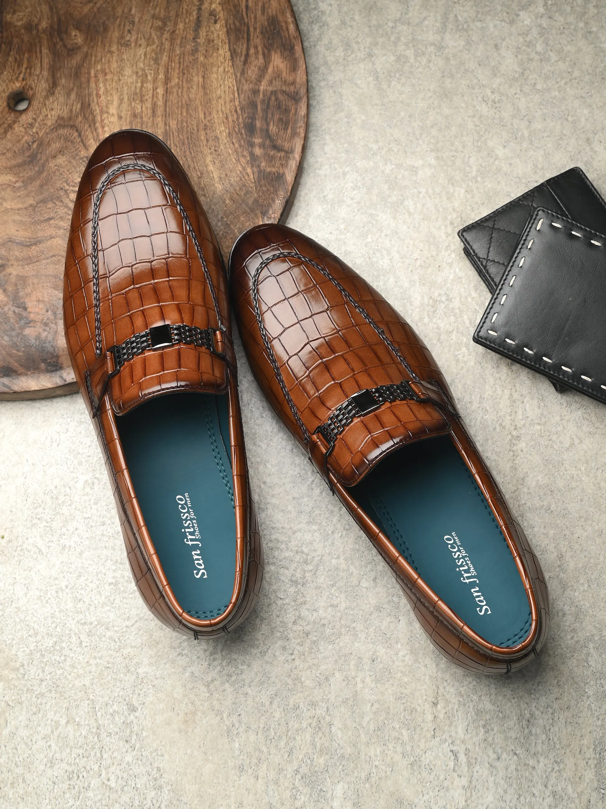 Gianni Tan Buckle Slip-Ons