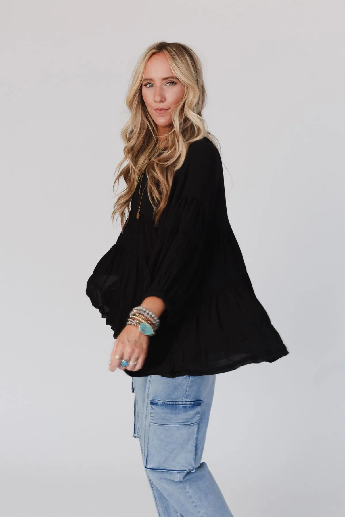 In The Clouds Tunic Top - Black