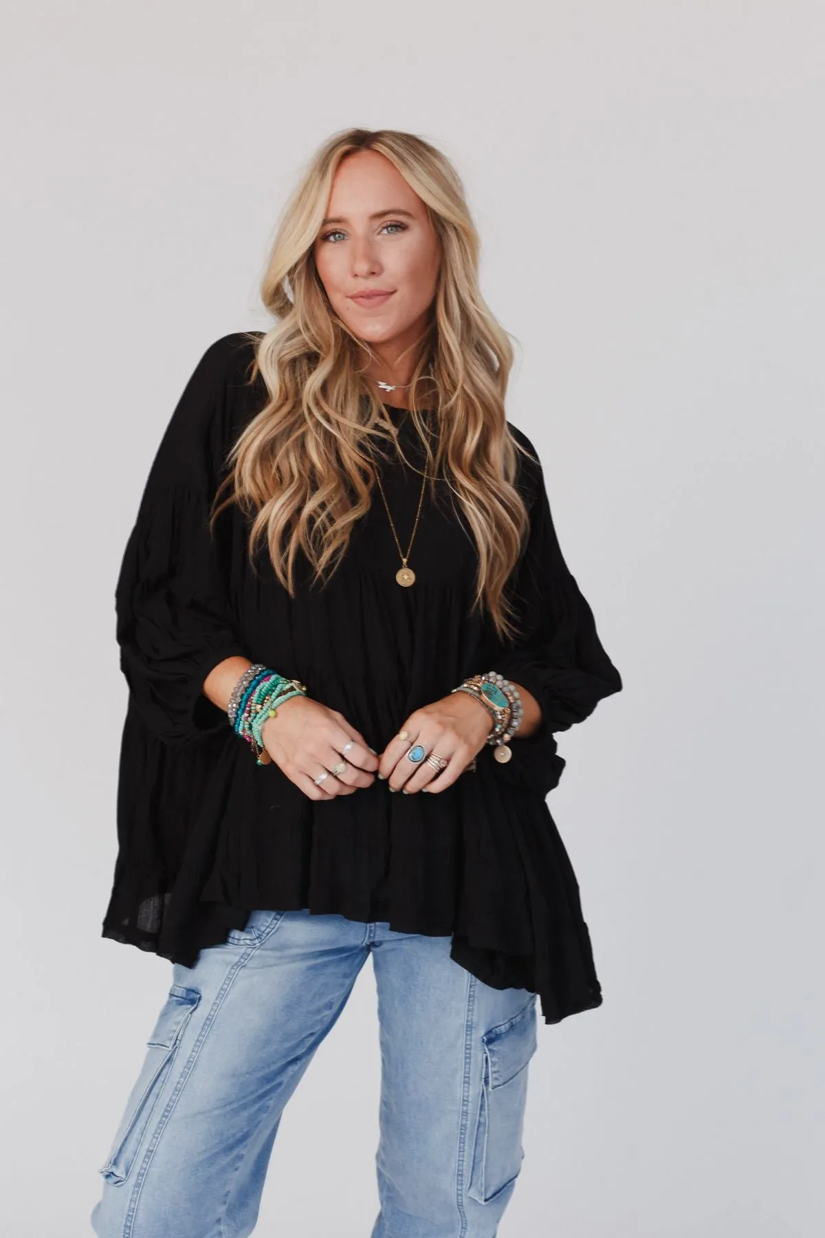 In The Clouds Tunic Top - Black