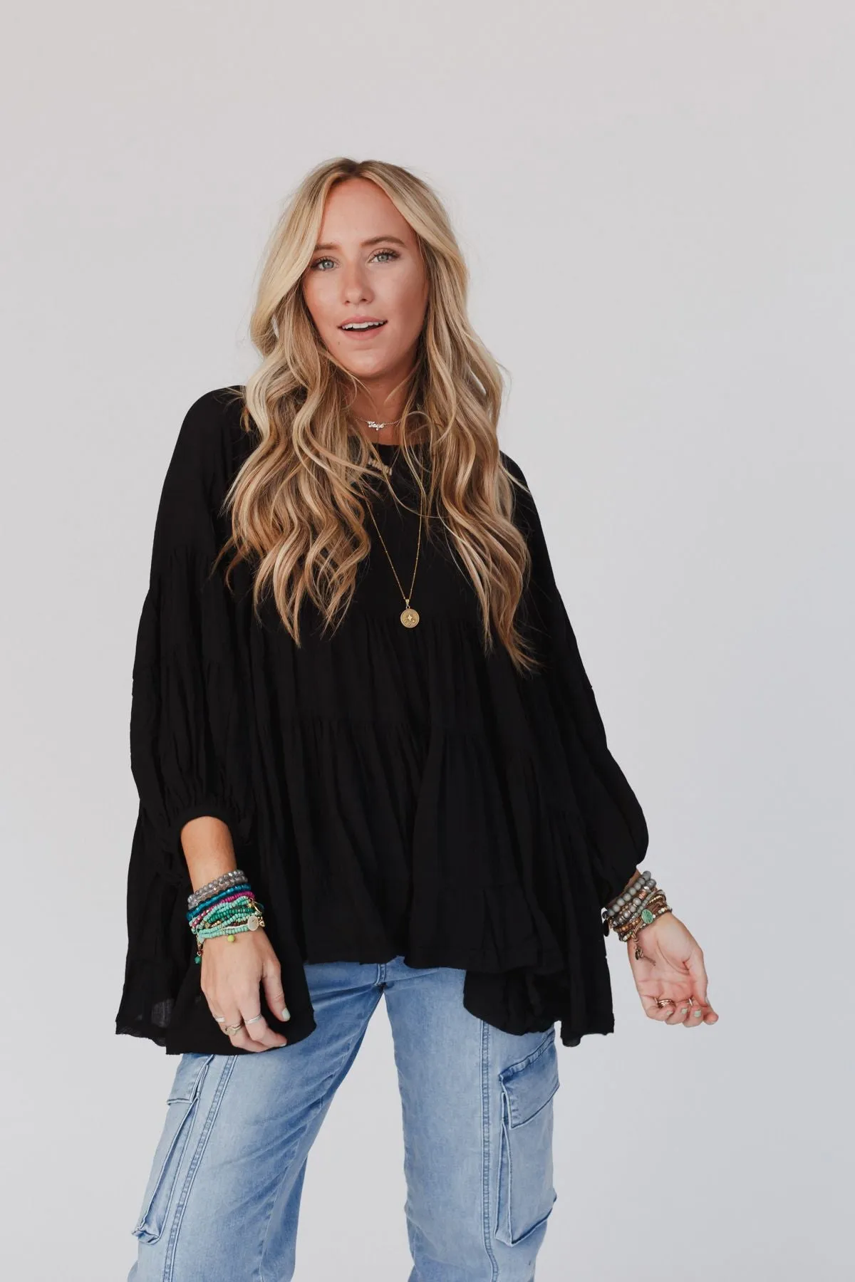 In The Clouds Tunic Top - Black