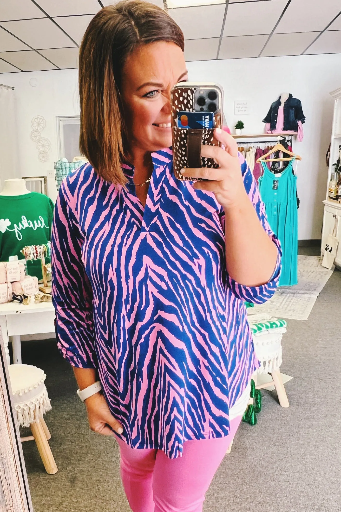 Lizzy Top in Blue Zebra