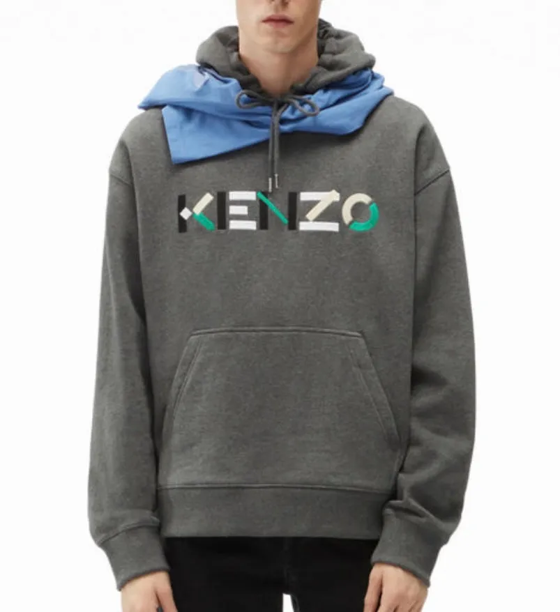 Logo Oversized Hooded Sweatshirt (Grey)