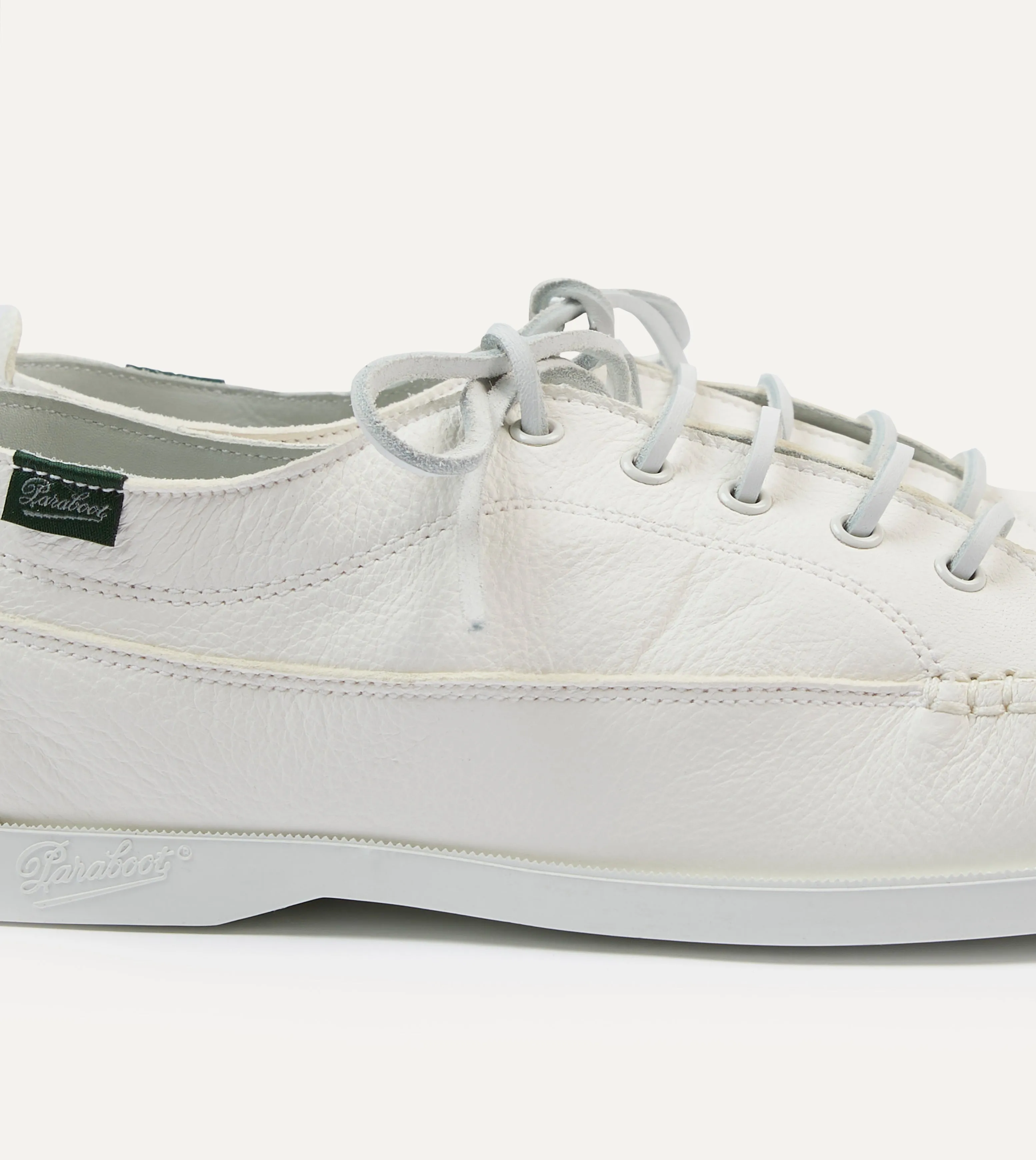 Paraboot Malibu White Deer Leather Boat Shoe