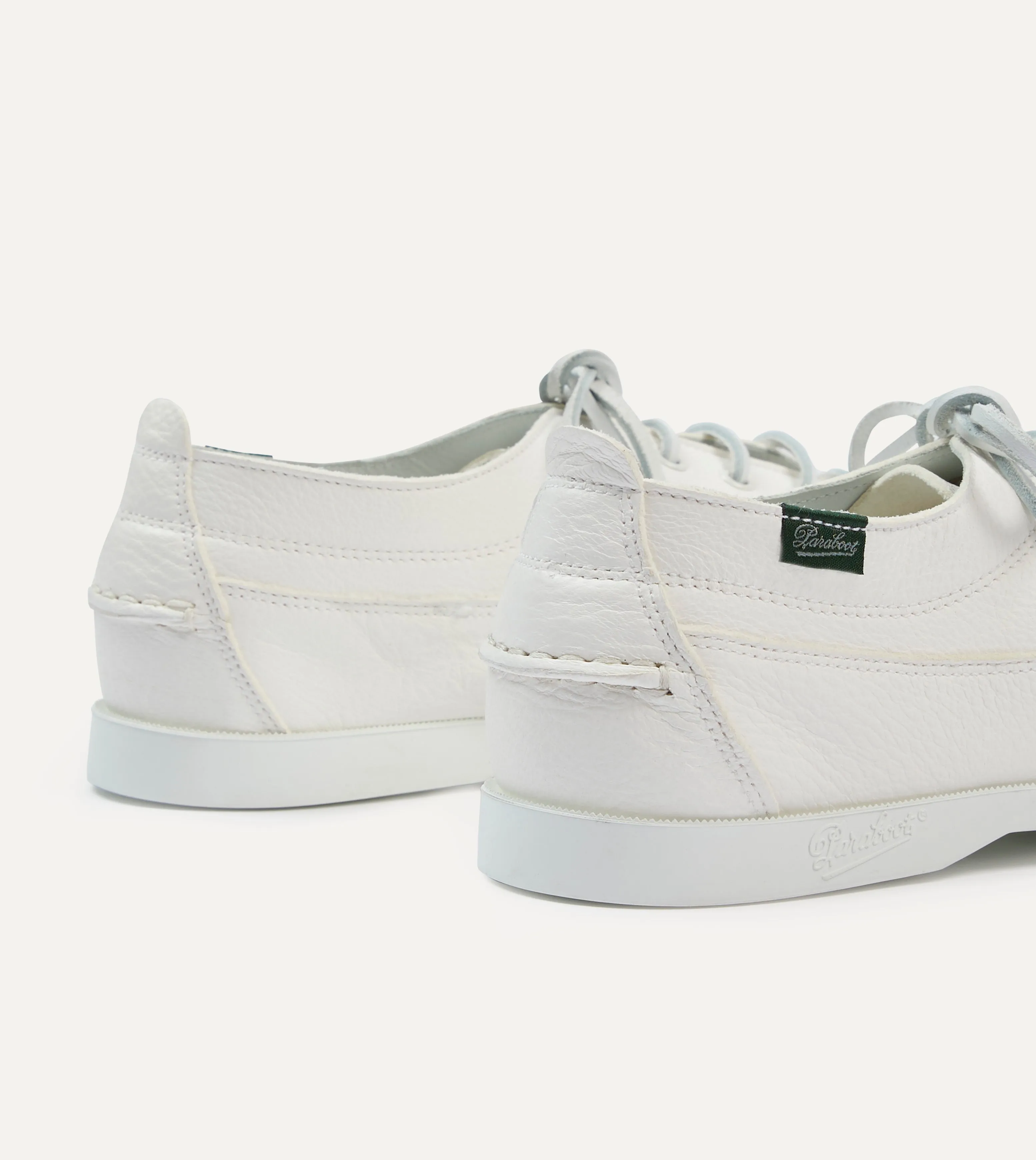 Paraboot Malibu White Deer Leather Boat Shoe