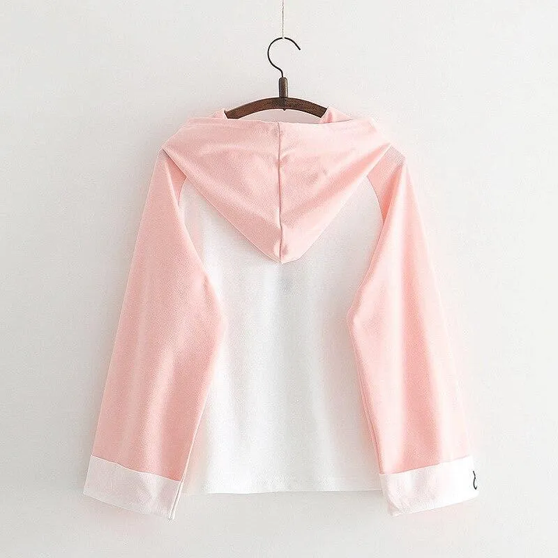 Pink Lace up Hoodie