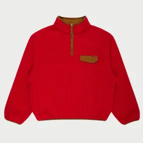 Quarter Zip Sherpa Pullover (Red)