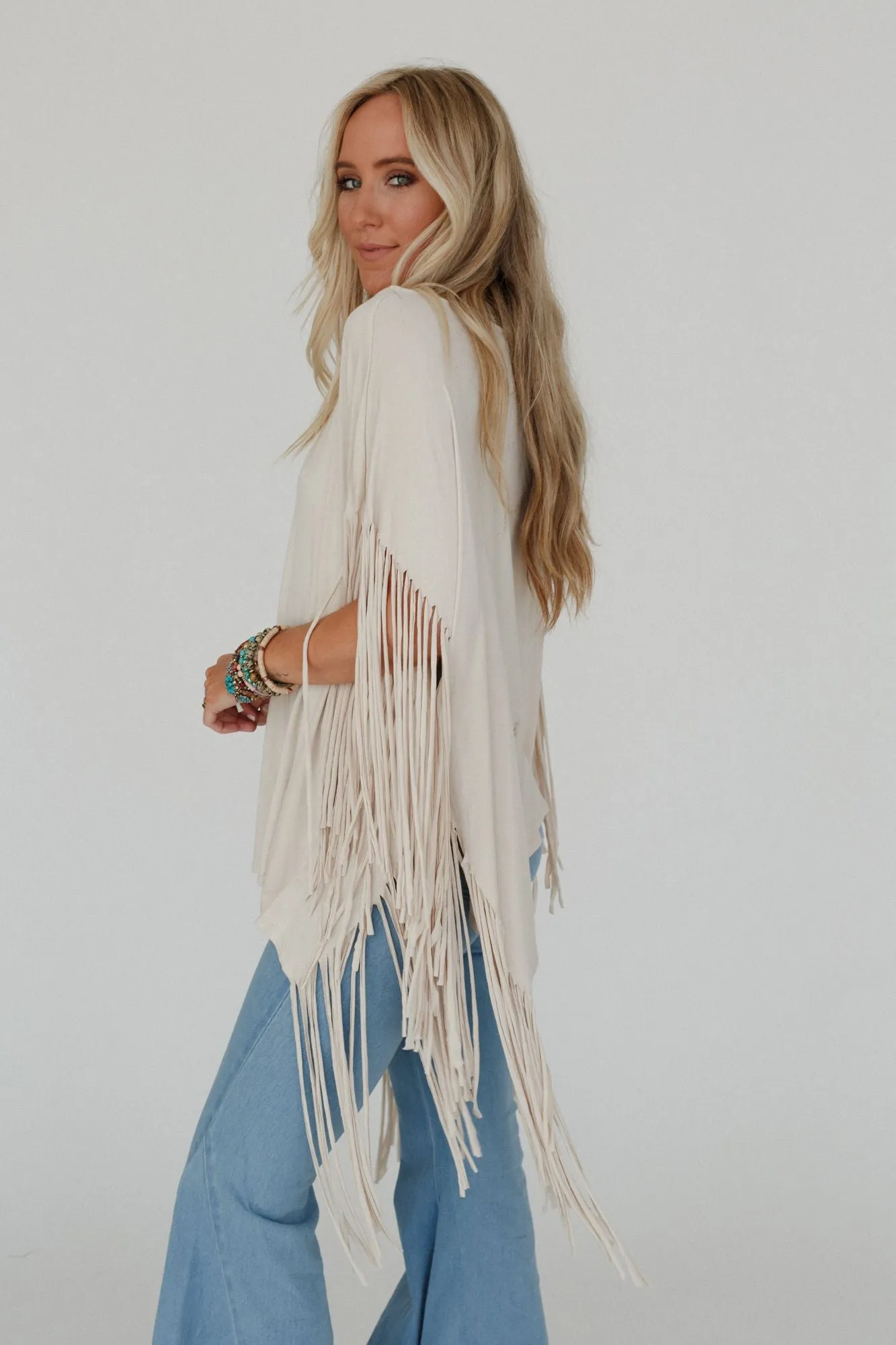 Showstopper Fringe Top - Oat