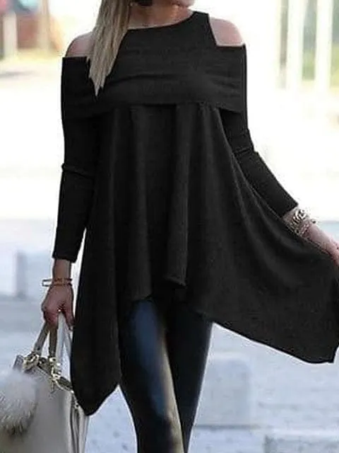 Stay Classy Women's Long Sleeve Cold Shoulder Sweater Dress