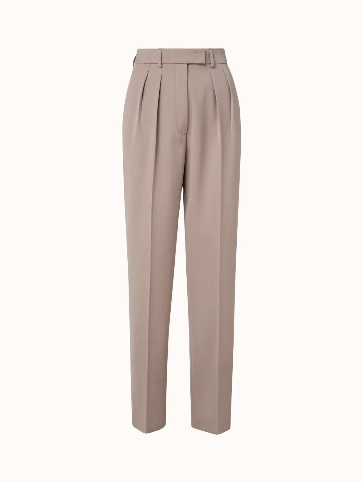 Tapered Hose aus Woll-Gabardine mit Bundfalten