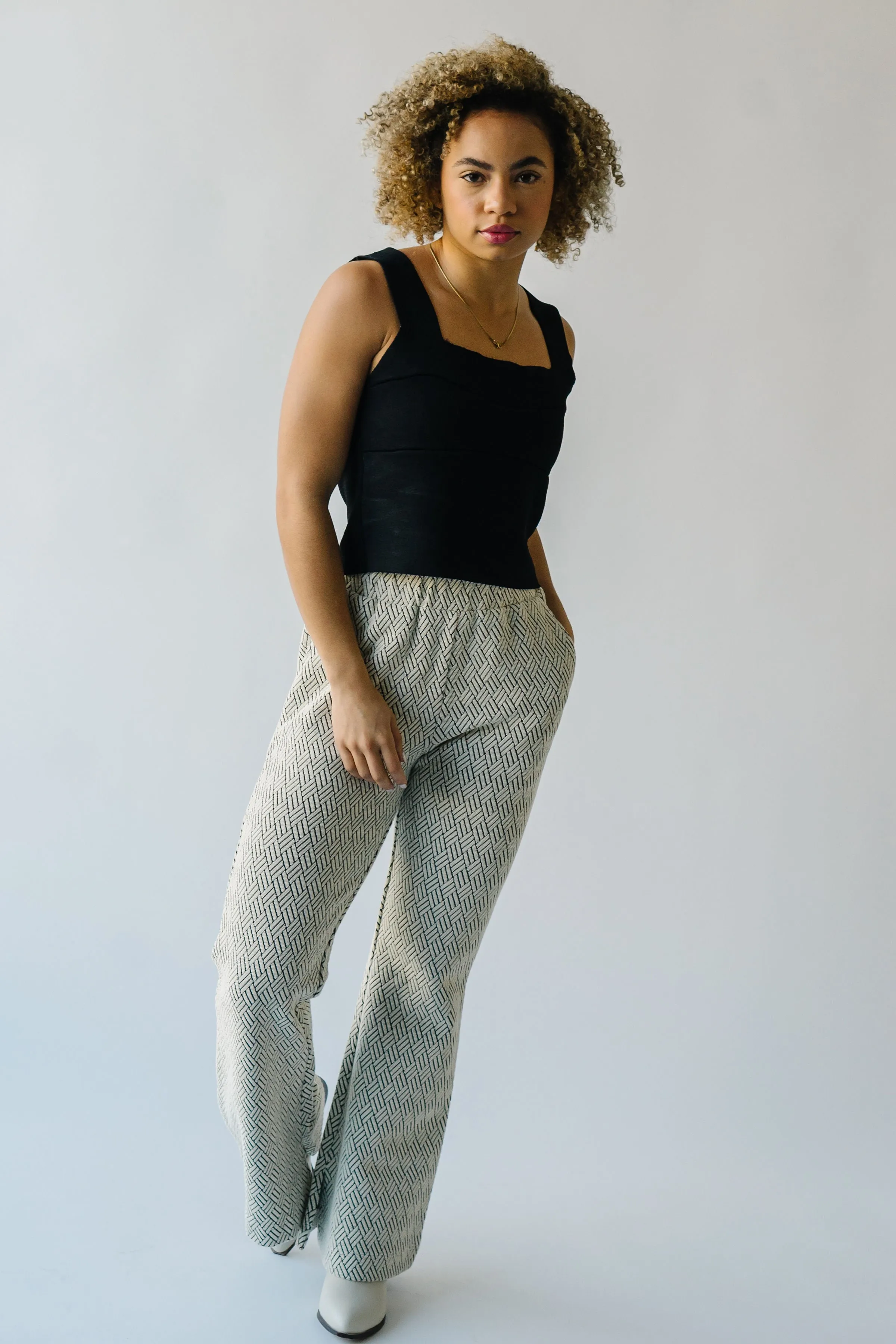 The Pugh Wide Leg Pant in Patterned Grey