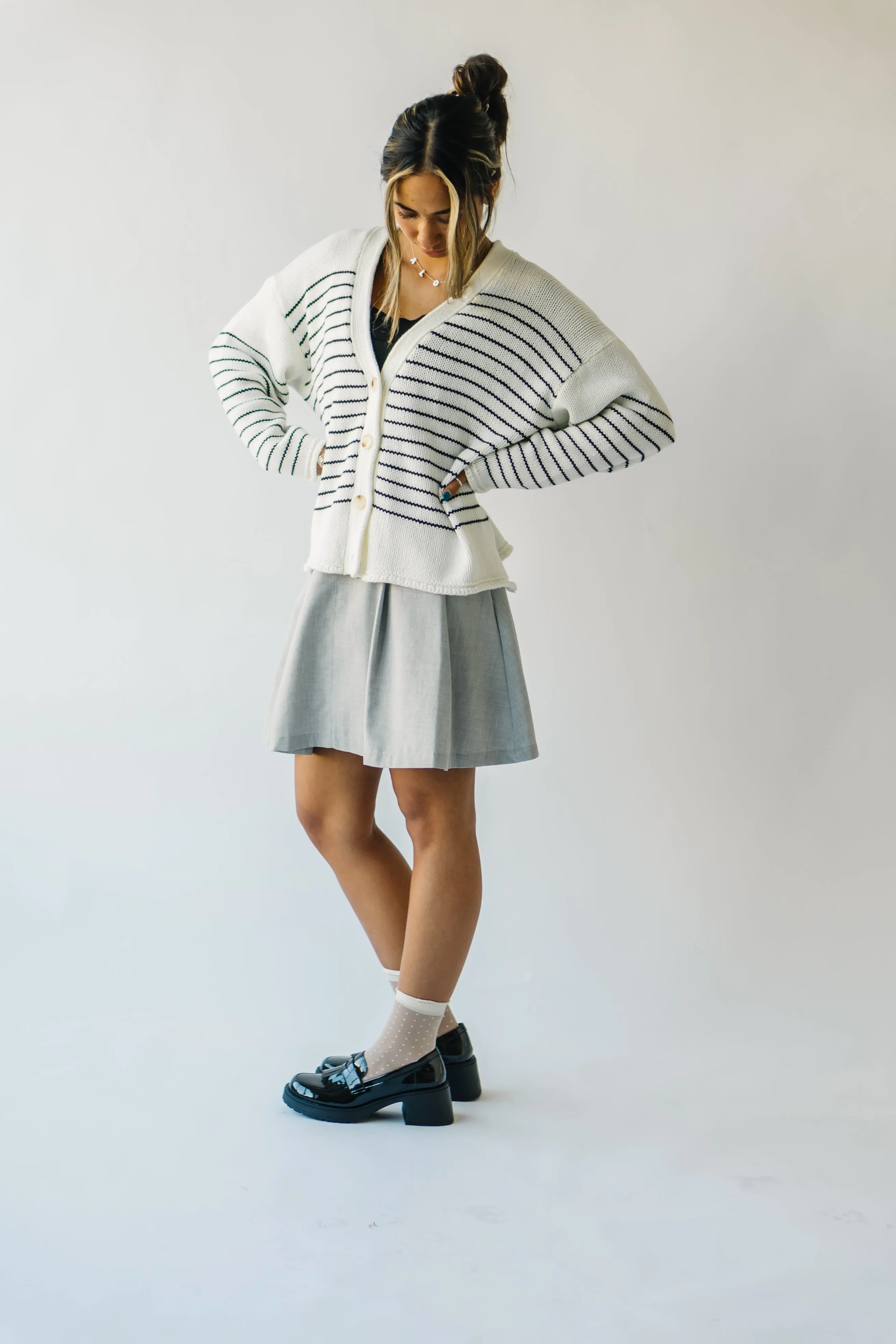 The Trudie Striped Cardigan in Black   White