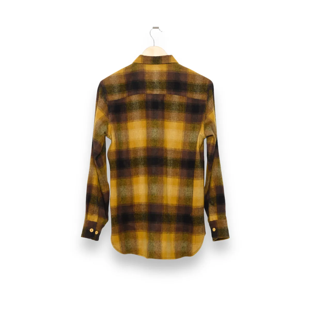 Universal Works Work Shirt 29261 Rec Wool Mix Flannel mustard check