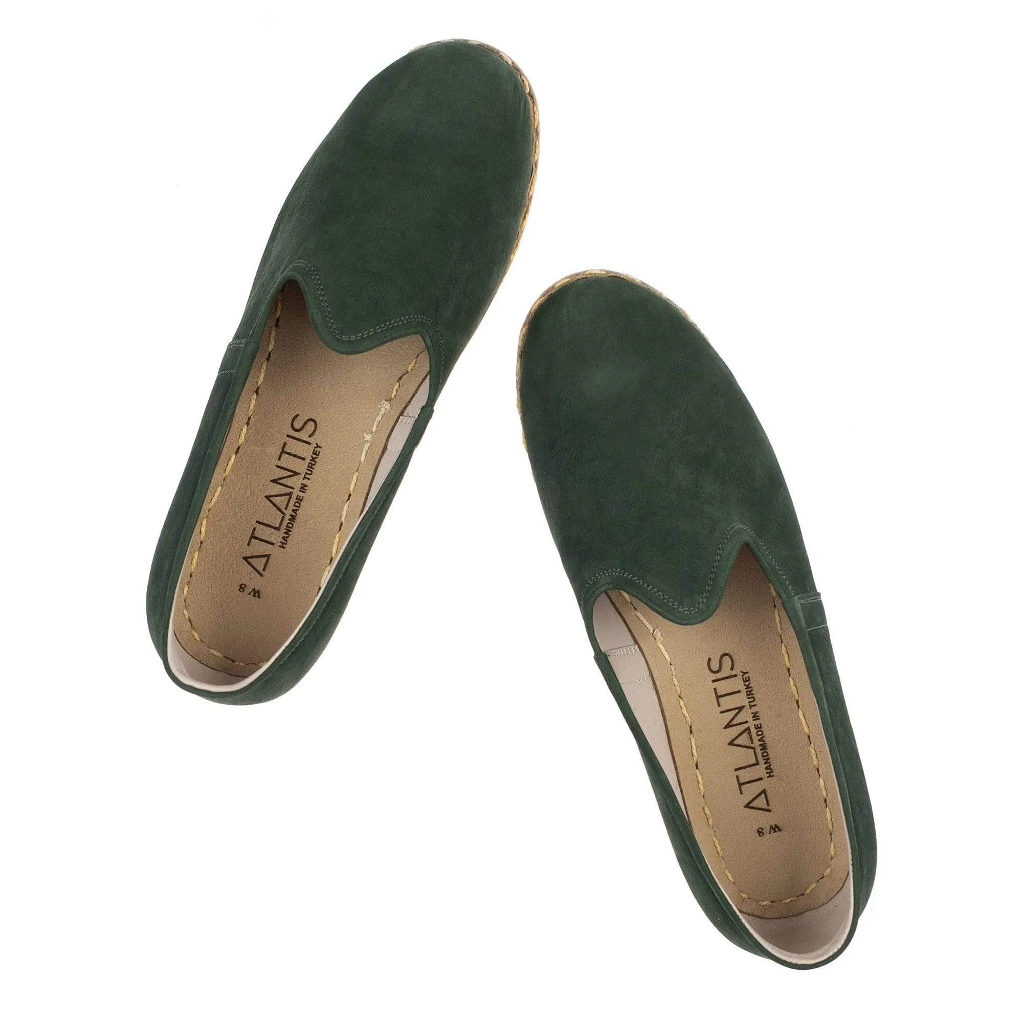 Women's Green Nubucks Slip On Shoes